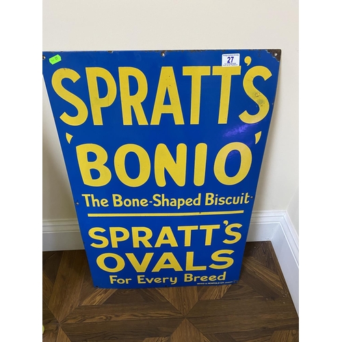 27 - Spratts bonio enamel sign appx 21