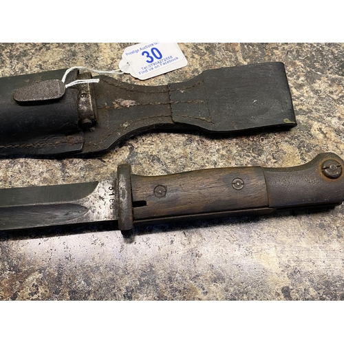 30 - world war bayonet in original sheath appx 15