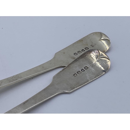 360 - pair of georgian sterling silver dessert spoons 143.8g