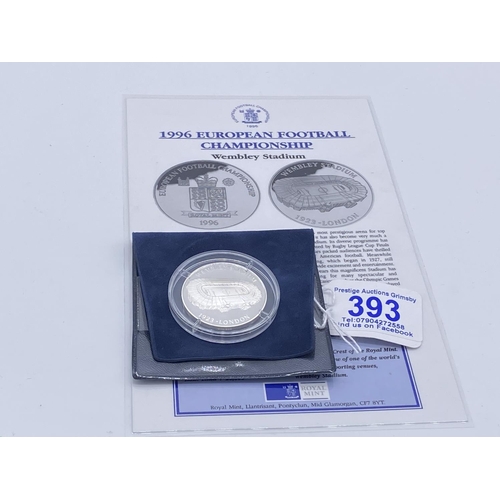 393 - sterling silver 1996 european football championship coin 1 ounce silver wembley stadium