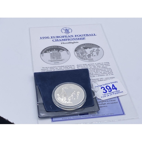 394 - sterling silver 1996 european football championship coin 1 ounce silver 1st match in sheffield