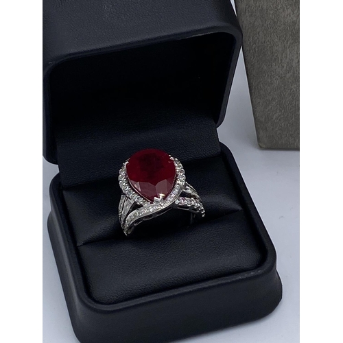 399 - Stunning diamond and ruby necklace, earings and ring set valued at ninety thousand pounds. The full ... 