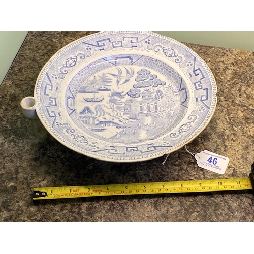 46 - antique chinese plate warmer of a good age has some minor damage but still a very nice old item