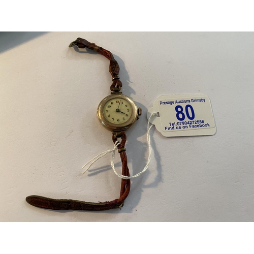 80 - yellow metal watch in working order