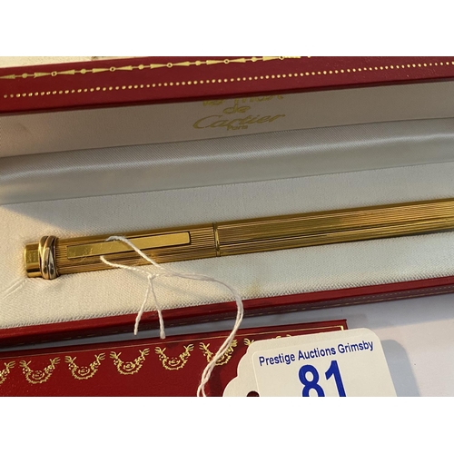 81 - Authentic Vintage Cartier vendome oval Gold Plated  Pen in good condition and boxed