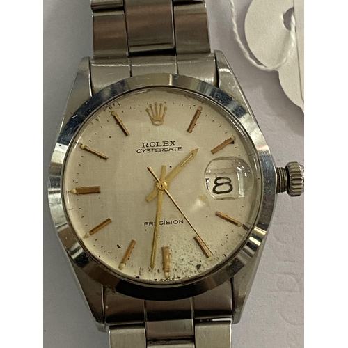 85 - Rolex vintage oysterdate precision stainless steel mechanical wrisywatch numbered with 7835 and 257 ... 