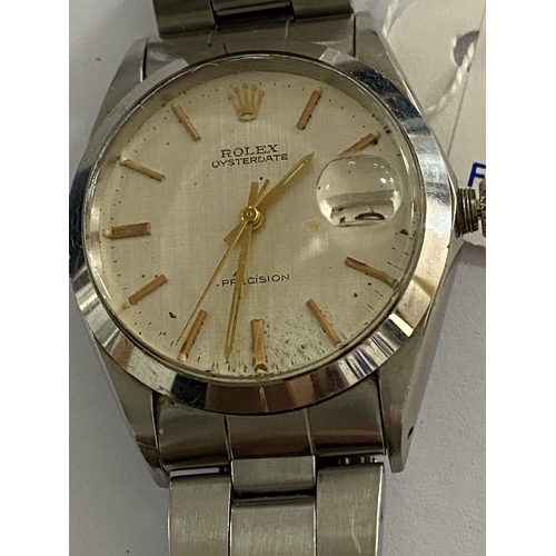 85 - Rolex vintage oysterdate precision stainless steel mechanical wrisywatch numbered with 7835 and 257 ... 