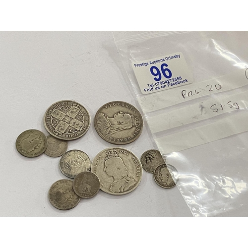 96 - pre 1920 sterling silver coins which weigh 51.5g