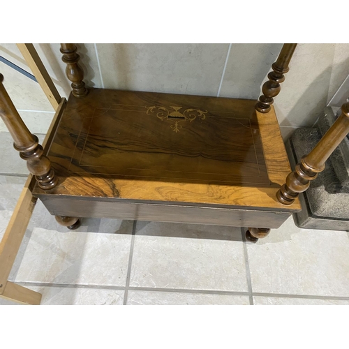 111 - VICTORIAN WALNUT COFFEE TABLE WITH SATIN WOOD INLAY THE TABLE HAS BEEN REDUCED IN HEIGHT