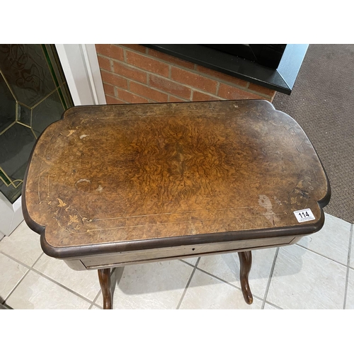 114 - ANTIQUE WALNUT VENEERED GAMES TABLE A/F