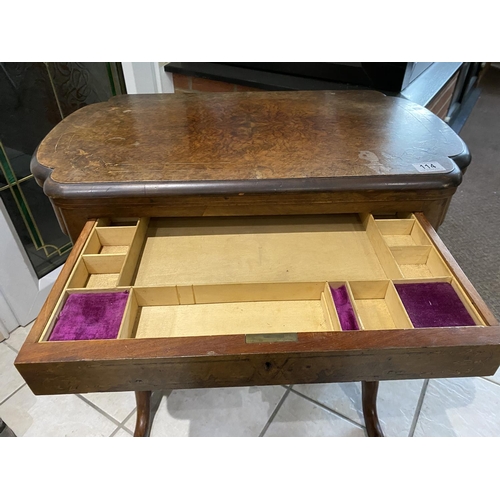 114 - ANTIQUE WALNUT VENEERED GAMES TABLE A/F