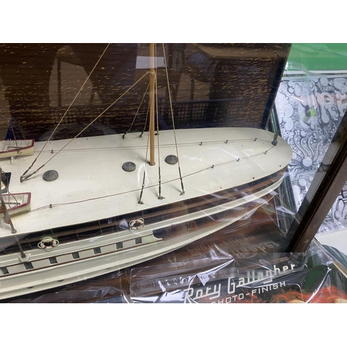 133 - MODEL BOAT OF THE BOHUSLAN MADE OF WOOD IN A LARGE GLASS CASE 36