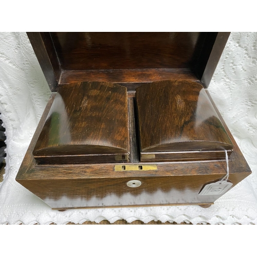 18 - STUNNING WOODEN TEA CADDY NO KEY