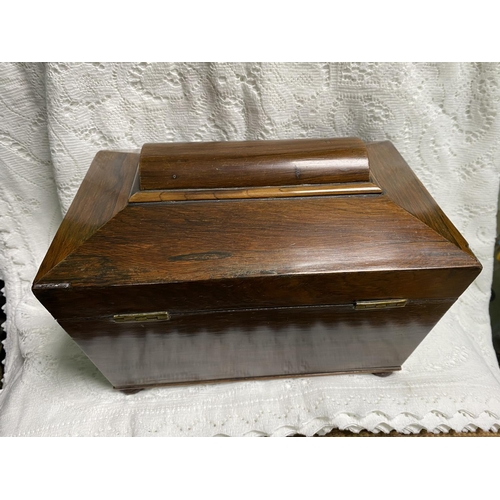 18 - STUNNING WOODEN TEA CADDY NO KEY