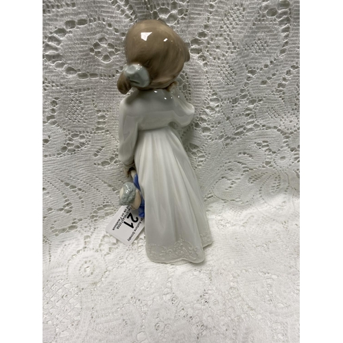 21 - NAO FIGURINE OF A GIRL HOLDING A TEDDY 8