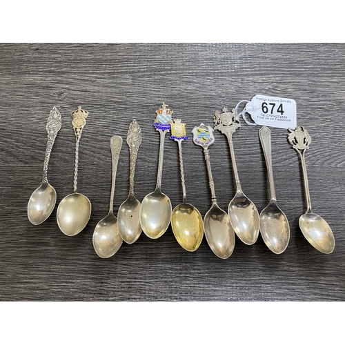 674 - 10 x sterling silver spoons 118g