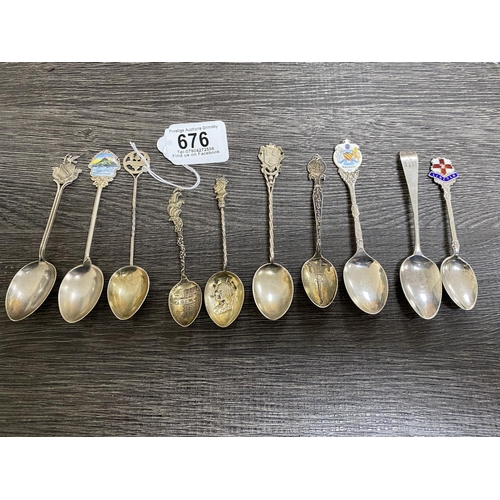 676 - 10 x sterling silver spoons 118g