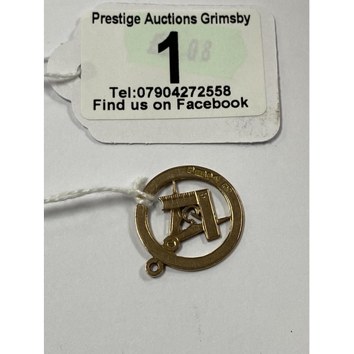 1 - 9CT ROSE GOLD MASONIC PENDANT 2G