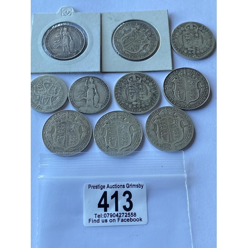 413 - 10 ASST STERLING SILVER PRE 1920 ENGLISH COINS SOME COLLECTABLE GRADES