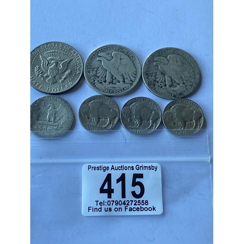 415 - 7 ASST USA COINS SOME WITH SILVER CONTENT