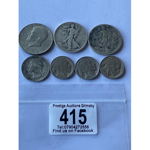 415 - 7 ASST USA COINS SOME WITH SILVER CONTENT