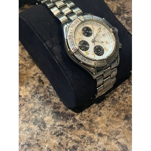 763 - original white faced breitling colt chronograph wrist watch in working order. automatic and in good ... 