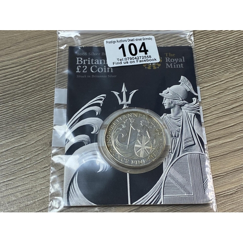 104 - ROYAL MINT 2008 SOLID SILVER BRITTANIA £2 COIN