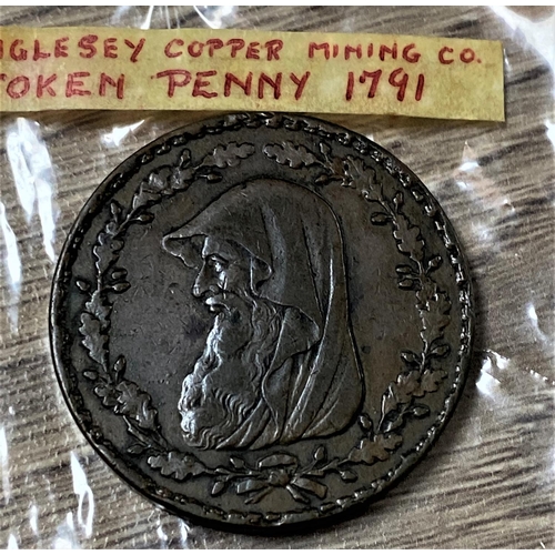 57 - ANGELSEY COPPER MINING CO TOKEN PENNY 1791 VERY GOOD CONDITION