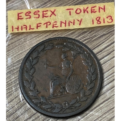 59 - ESSEX TOKEN HALF PENNY 1813 AS SEEN