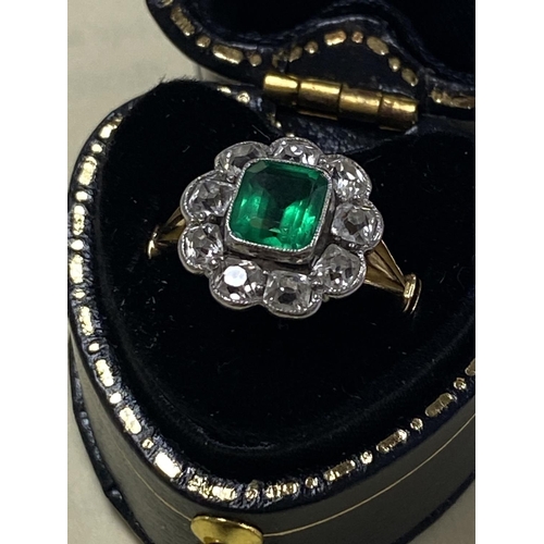 692 - EMERALD & DIAMOND RING. PLEASE SEE CERTIFICATE FOR FULL DESCRIPTION.