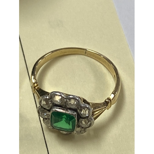 692 - EMERALD & DIAMOND RING. PLEASE SEE CERTIFICATE FOR FULL DESCRIPTION.