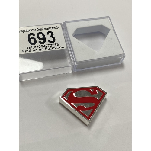 693 - FINE SILVER SUPERMAN TWO DOLLARS IN A CASE