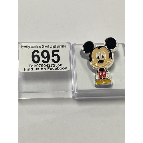 695 - FINE SILVER MICKEY MOUSE TWO DOLLARS IN A CASE