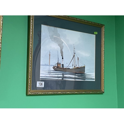 136 - STEVE FARROW ORIGINAL PAINTING WATERCOLOUR FRAMED INCLUDING THE FRAME MEASURES 48.5 X 39CM GRIMSBY T... 