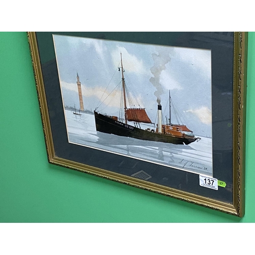 137 - STEVE FARROW ORIGINAL PAINTING WATERCOLOUR FRAMED INCLUDING THE FRAME MEASURES 48.5 X 39CM GRIMSBY T... 