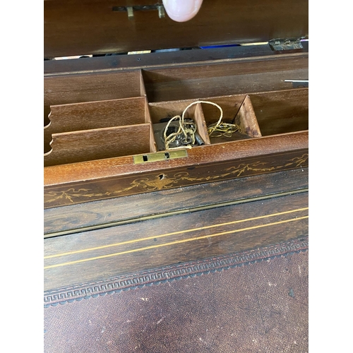 166 - ANTIQUE INLAYED DAVENPORT DESK SOME AGE RELATED WEAR BUT IN OVERALL GOOD CONDITION MEASURES 55CM WID... 