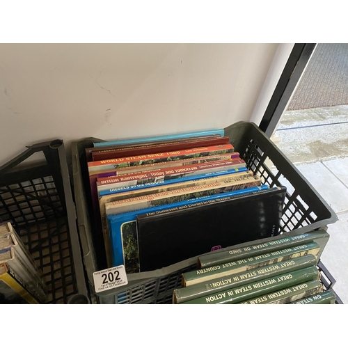 202 - BASKET OF HARDBACK RAILWAY BOOKS