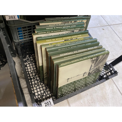 203 - BASKET OF HARDBACK RAILWAY BOOKS