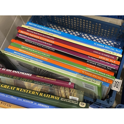 205 - BASKET OF HARDBACK RAILWAY BOOKS