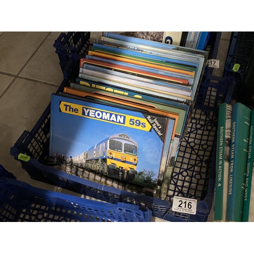 216 - BASKET OF HARDBACK RAILWAY BOOKS