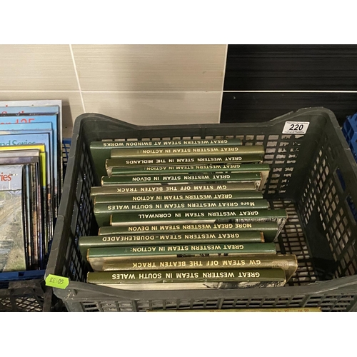 220 - BASKET OF HARDBACK RAILWAY BOOKS