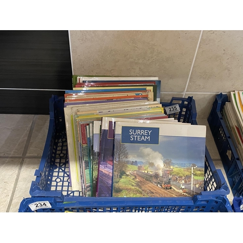 235 - BASKET OF PAPERBACK RAILWAY BOOKS/MAGAZINES