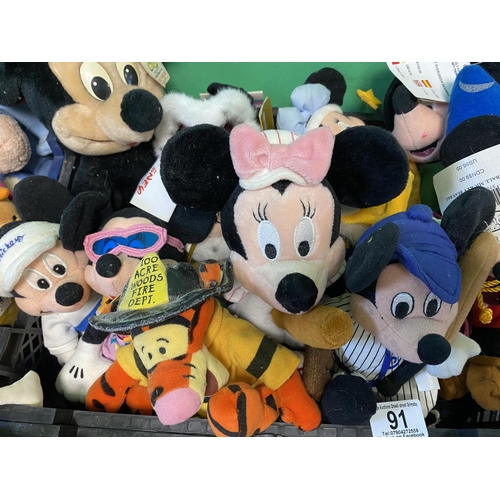 91 - CRATE OF ASSORTED DISNEY TEDDIES