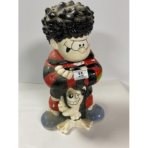 35 - DENNIS THE MENACE & KNASHER COOKIE JAR LITTLE BIT DUSTY