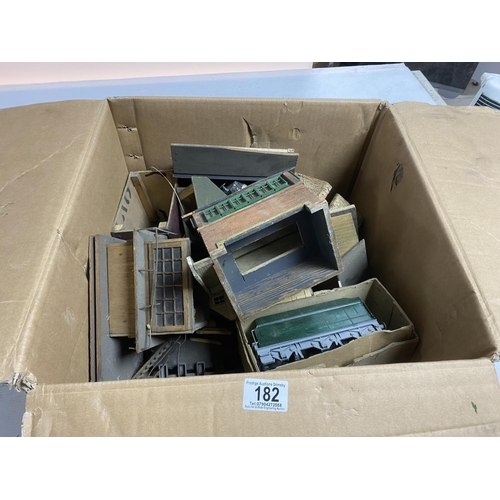 182 - BOX OF WOODEN SCENERY ETC