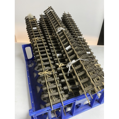 215 - BASKET OF APPROXIMATELY 50 PIECES OF GAUGE 1 TRACK PURCHASED FOR A GARDEN PROJECT THAT NEVER GOT LAI... 