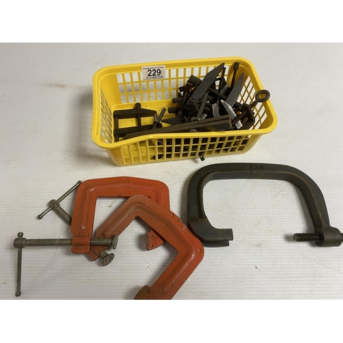 229 - BASKET OF ASSORTED CLAMPS