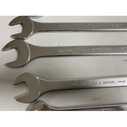 234 - 12 BRITOOL IMPERIAL & METRIC SPANNERS IN A WOODEN BOX