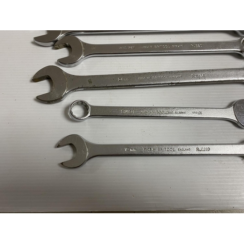 234 - 12 BRITOOL IMPERIAL & METRIC SPANNERS IN A WOODEN BOX