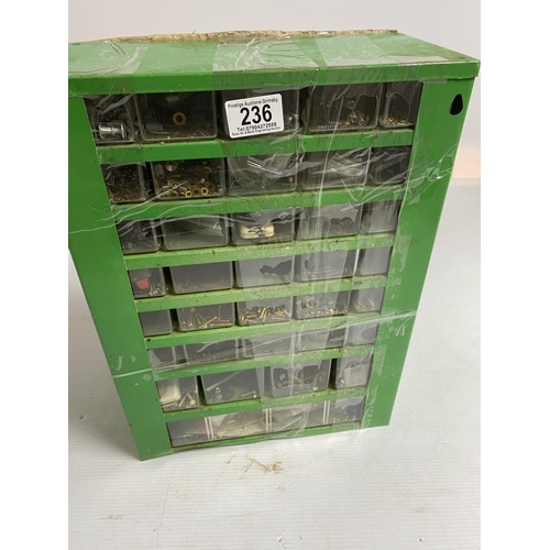 236 - TOOL TIDY FULL OF ASSORTED TRAIN NUTS & BOLTS